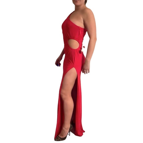 Jovani One Shoulder Gown Red - Picture 4 of 5